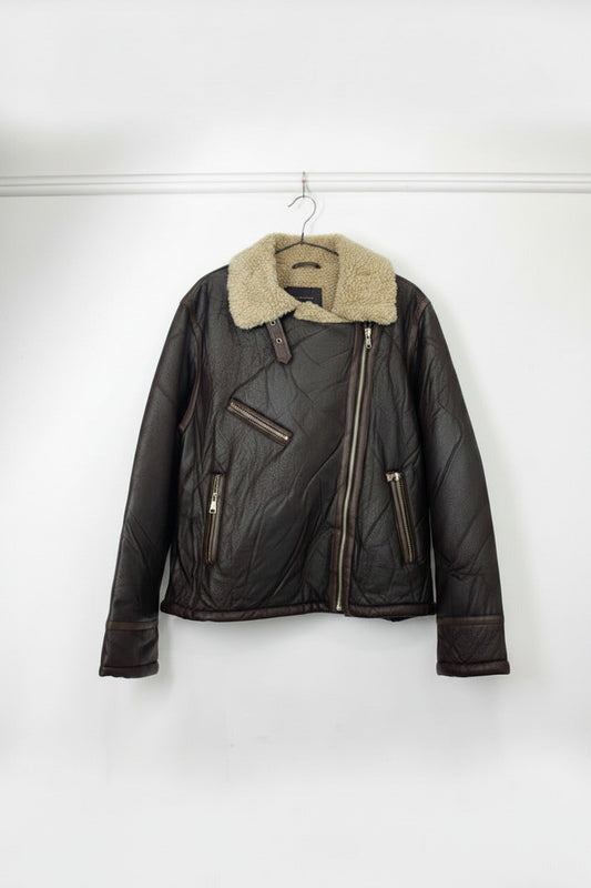 Chaqueta Corta Aviadora Corte Clásico Cafe
