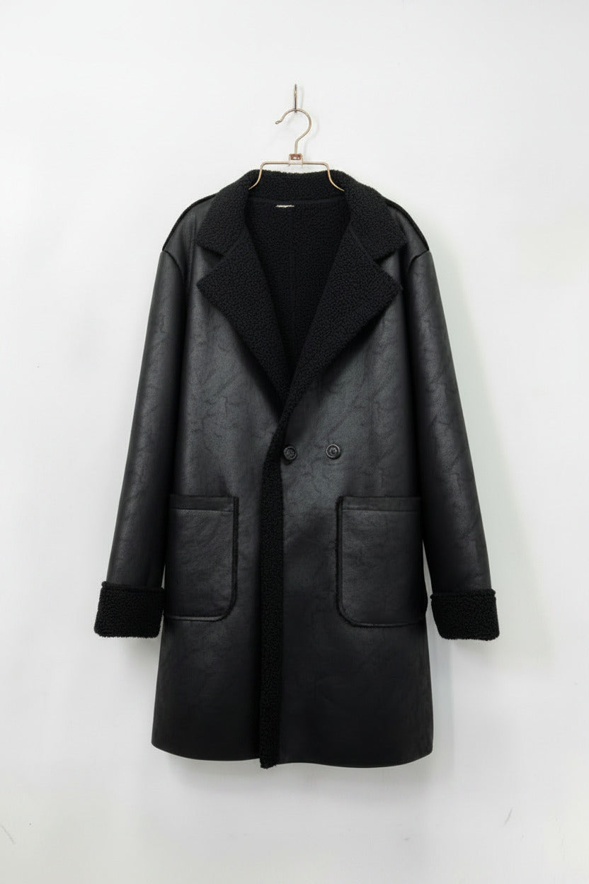 Chaqueton Efecto Cuero Color Negro