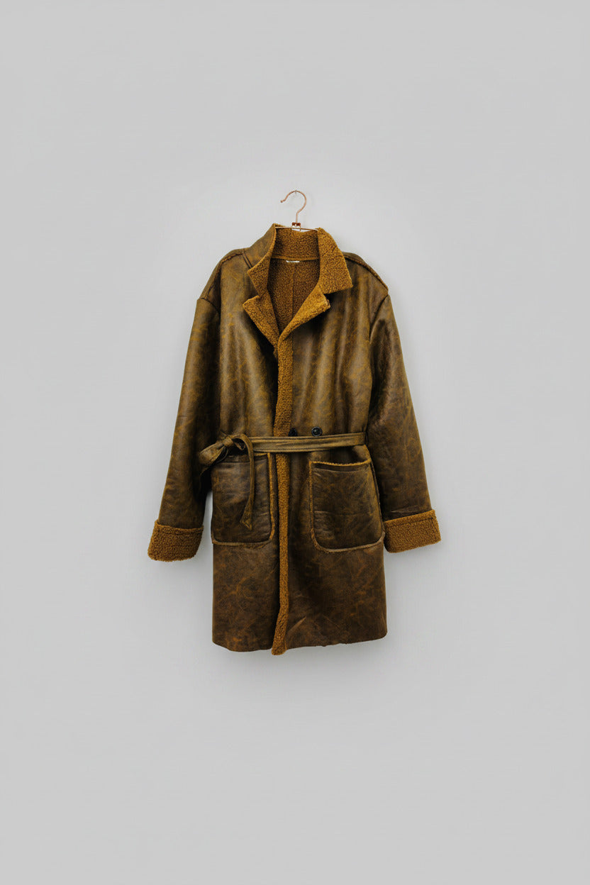 Chaqueton Efecto Cuero Piel, Canela