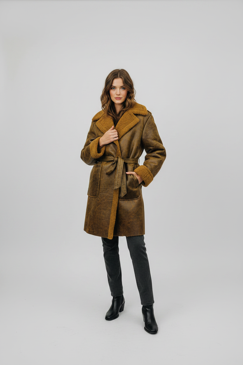 Chaqueton Efecto Cuero Piel, Canela