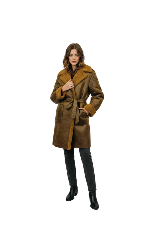 Chaqueton Efecto Cuero Piel, Canela