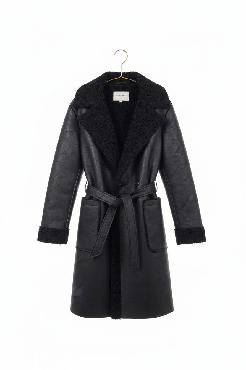 Chaqueton Efecto Cuero Color Negro