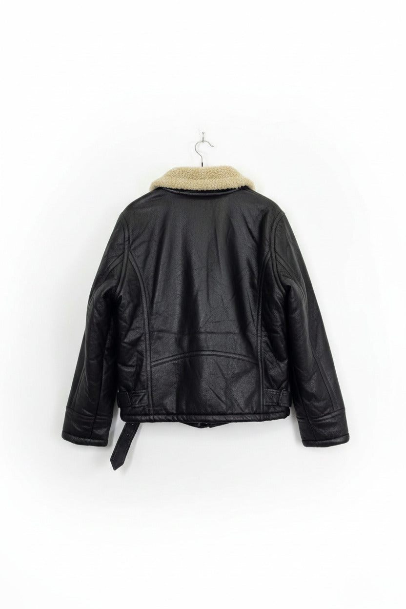 Chaqueta Corta Aviadora Corte Clásico Negra