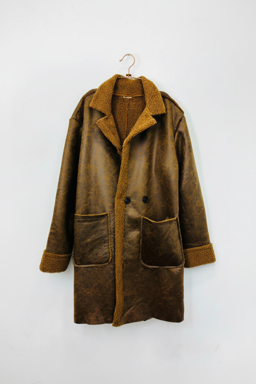 Chaqueton Efecto Cuero Piel, Canela