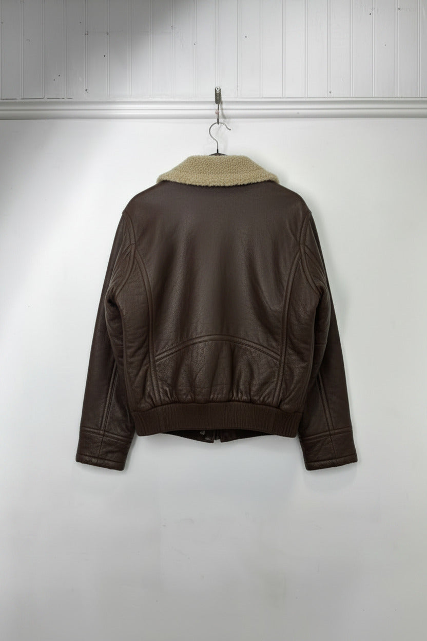 Chaqueta Corta Aviadora Corte Clásico Cafe
