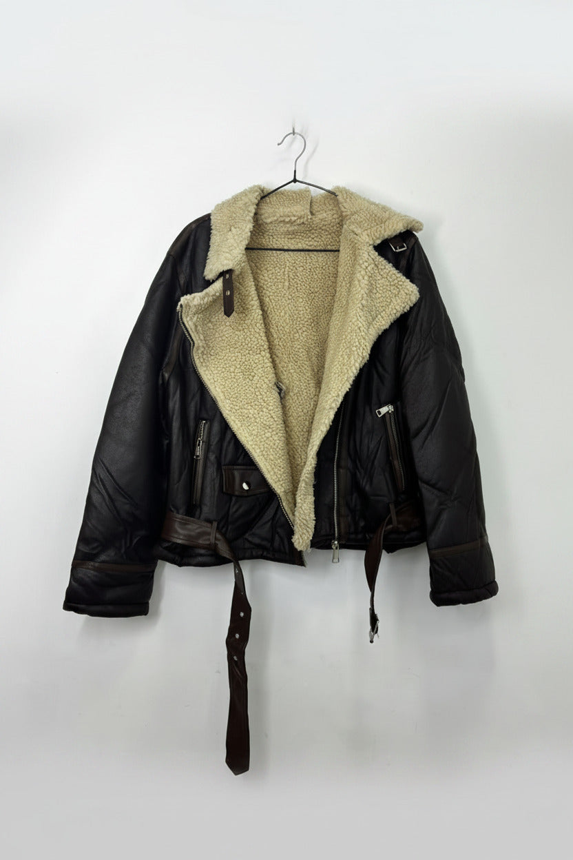 Chaqueta Corta Aviadora Corte Clásico Cafe