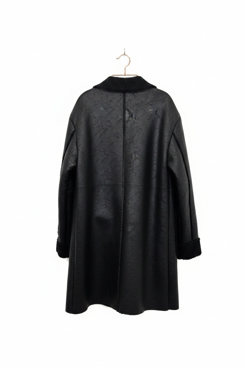 Chaqueton Efecto Cuero Color Negro