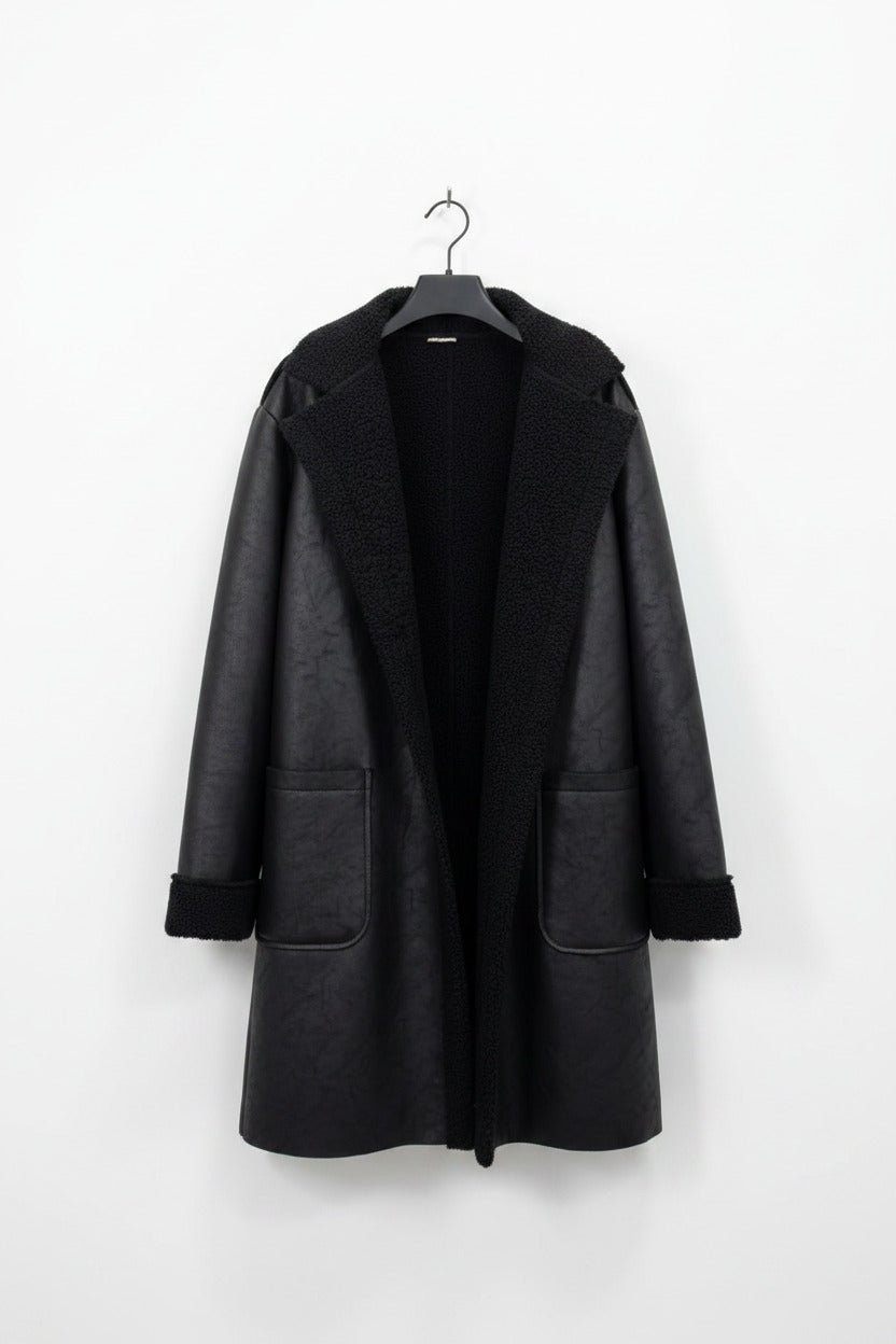 Chaqueton Efecto Cuero Color Negro