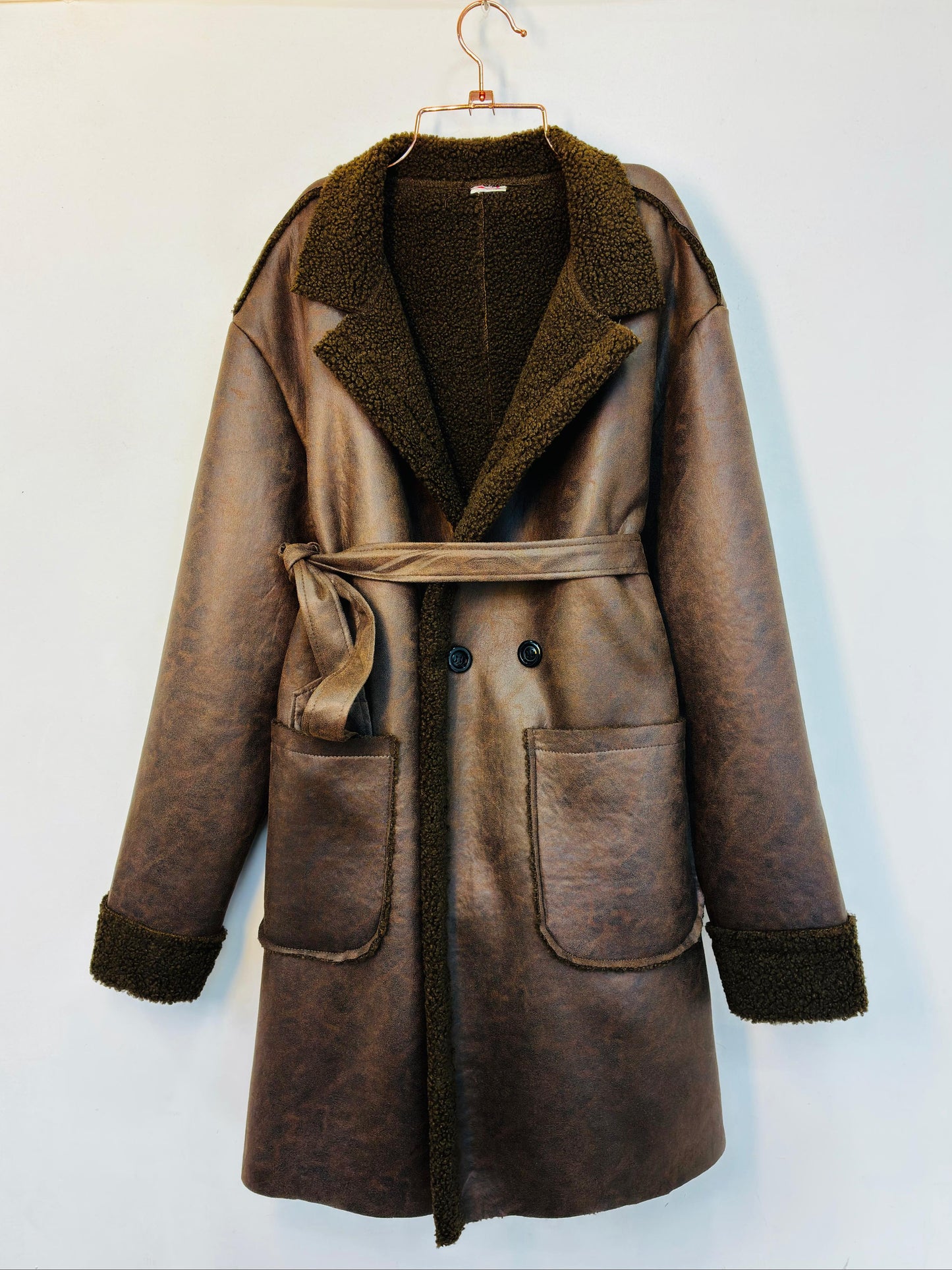 Chaqueton Efecto Cuero Piel, Chocolate