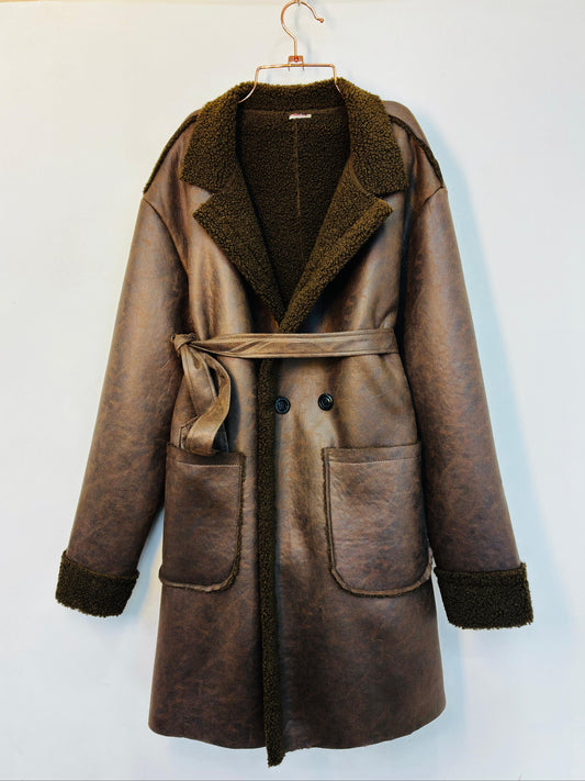 Chaqueton Efecto Cuero Piel, Chocolate