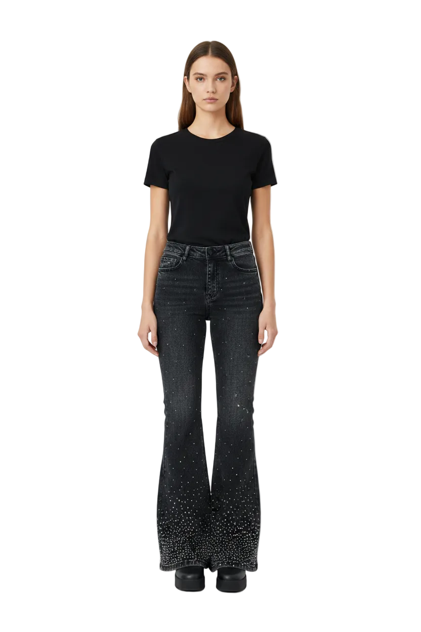 Pantalón Jeans Pata Elefante Negro