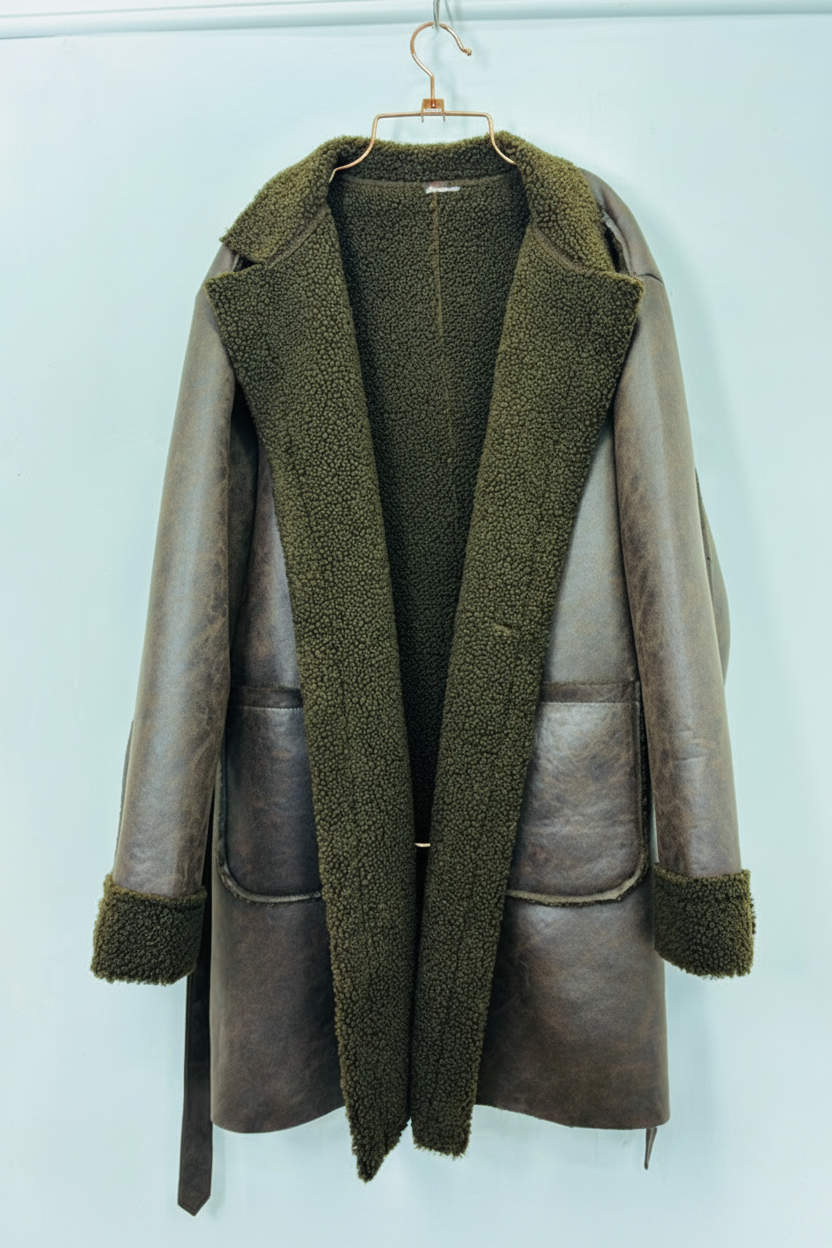 Chaqueton Efecto Cuero Piel, Chocolate