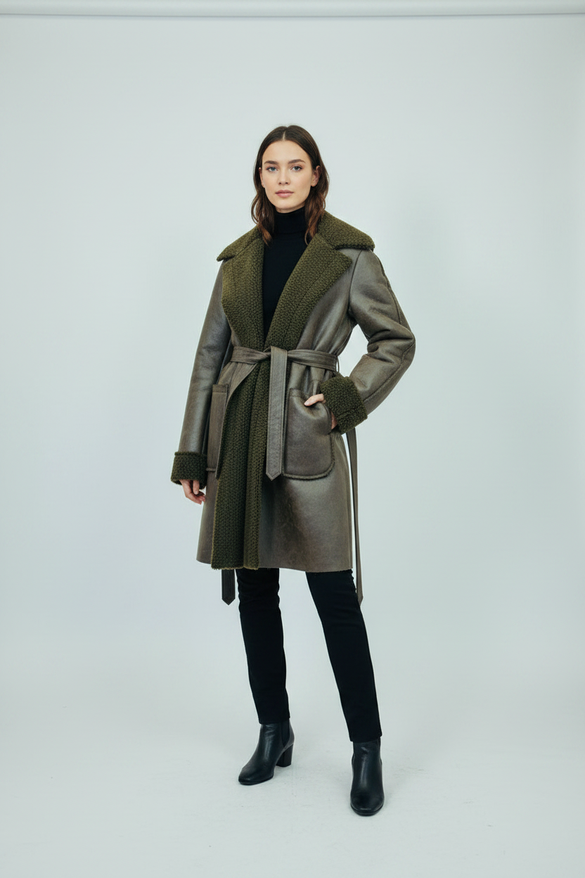 Chaqueton Efecto Cuero Piel, Chocolate